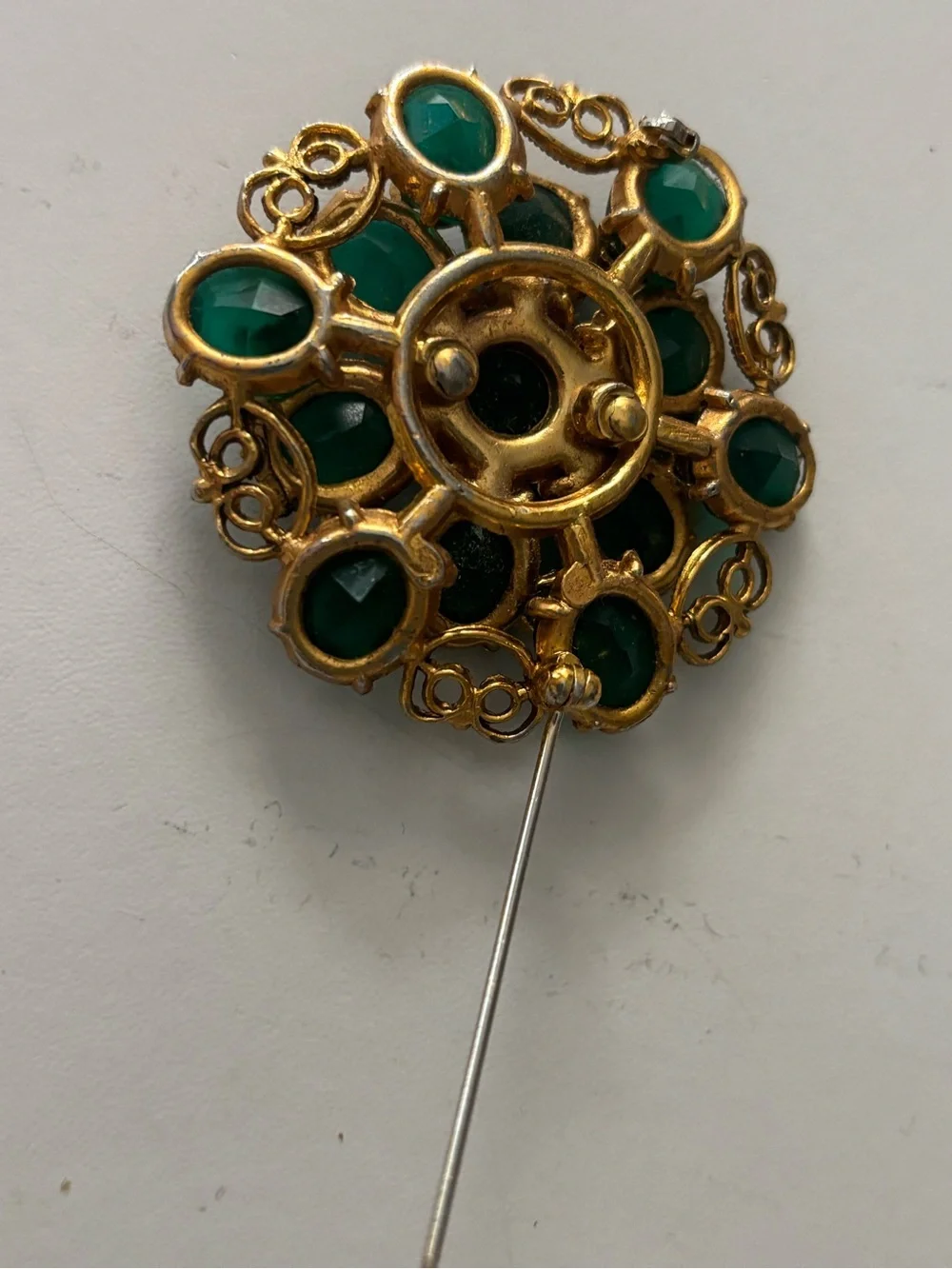 Vintage green cluster brooch